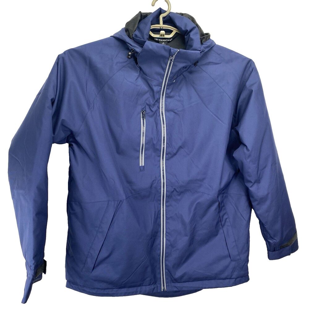 Tri-Mountain Men's XL Jacket Removeable Hood Lined Water Resistant Shell NEW